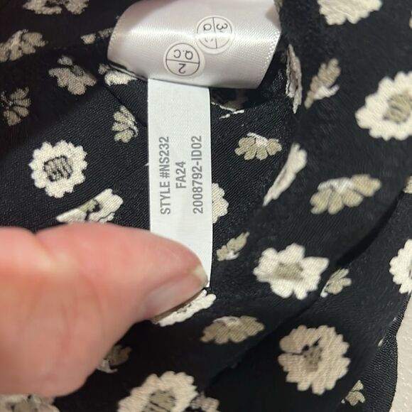 madewell ns232 Ruched V-Neck Mini Dress in Floral blk and wt nwt size 4 - Picture 13 of 13